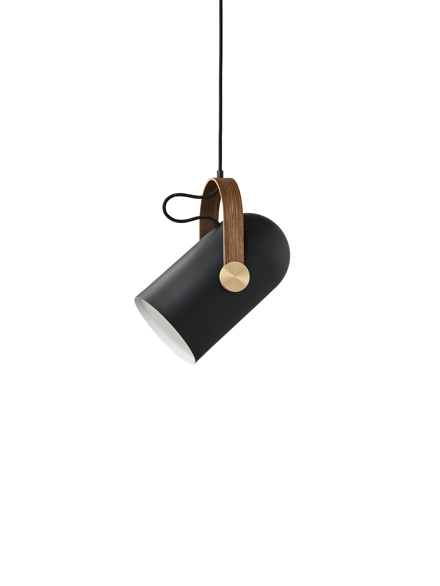 Leklint162 Carronade II Pendant Medium Black Smokedoak brass Packshot